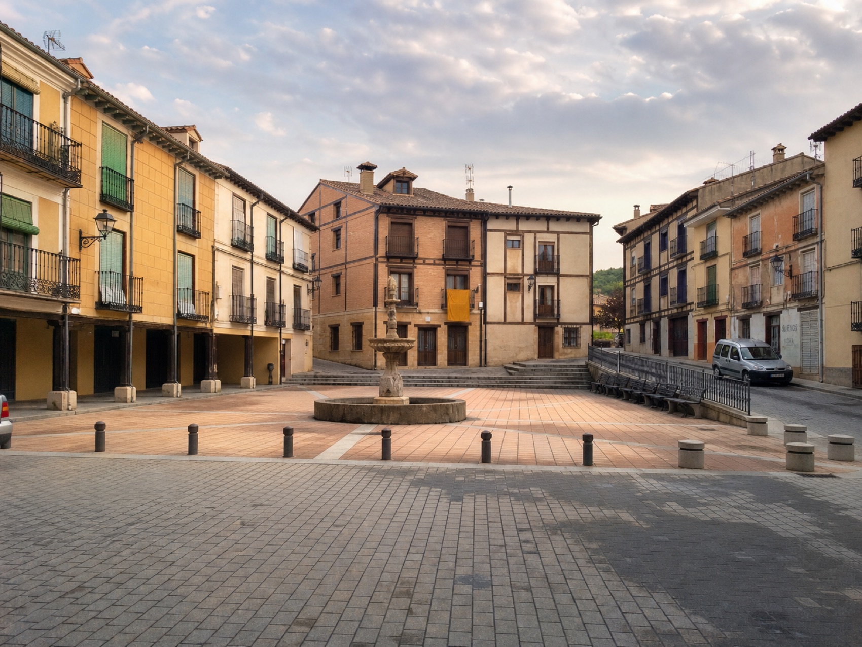 Plaza de Santo Domingo de El Burgo de Osma iluminada por la mañana